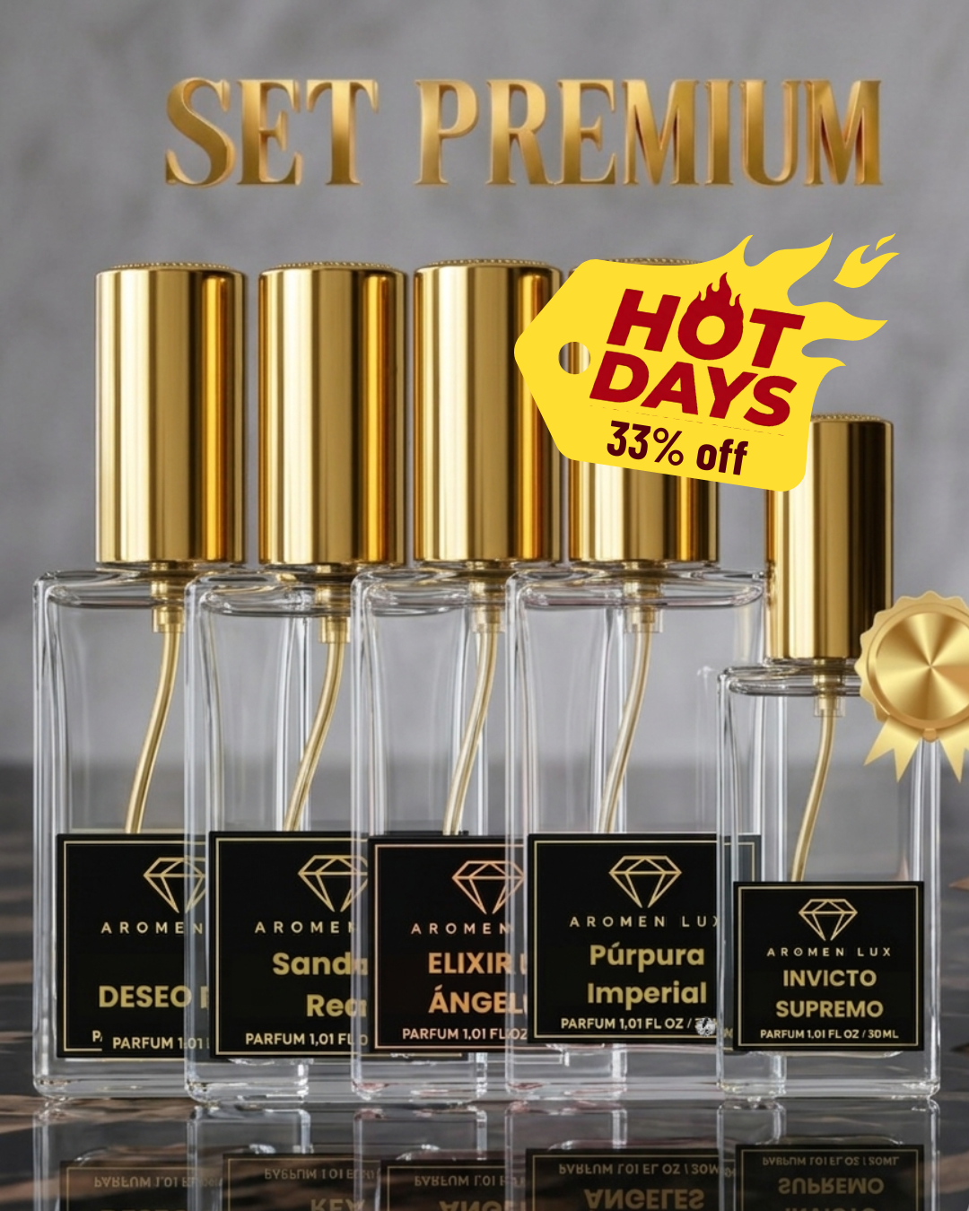 Set Premium - 4 Perfumes de 100ml + 1 de 30ml GRATIS